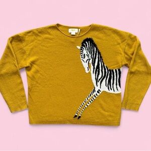 Maeve Anthropologie Cashmere Zebra Sweater in yellow size XS